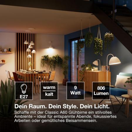 OSRAM E27 SMART+ MATTER Classic A75 LED-Lampe 9W wie 60W Dimmbar Tunable White - - kompatibel mit Alexa, Google Home, Matter über WiFi