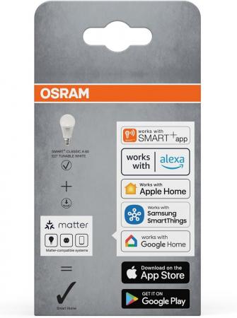OSRAM E27 SMART+ MATTER Classic A75 LED-Lampe 9W wie 60W Dimmbar Tunable White - - kompatibel mit Alexa, Google Home, Matter über WiFi