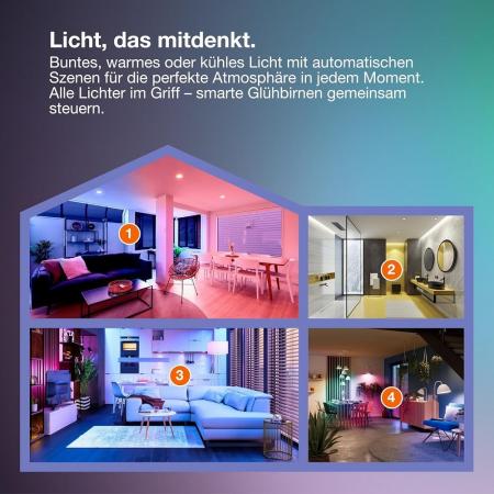 3er-Pack OSRAM E14 SMART+ MATTER Classic B40 LED-Lampe 4,9W wie 40W Multicolor 2700-6500K - Matter over WiFi, App- und Sprachsteuerung, 16 Mio. Farben
