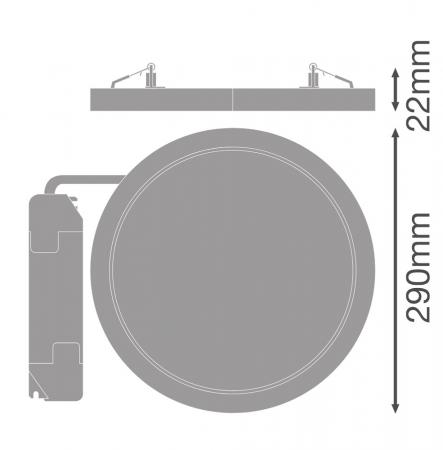 LEDVANCE DOWNLIGHT UNIVERSAL DALI Multi Color / Multi Lumen - DL UNIV DA D300 V 22W ML 83040 Weiß - Einbaudurchmesser 65…260 mm , Einbautiefe 22 mm