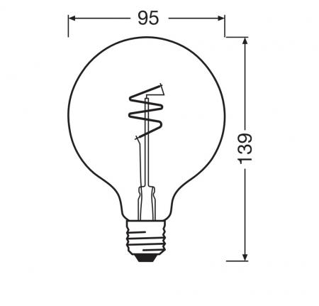 OSRAM E27 Lampe Vintage 1906 LED Classic Slim Filament Globe DIMMABLE 4,9W 2700K 95mm Gold