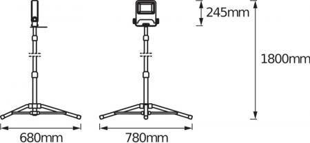 OSRAM LED WORKLIGHT 50W 840 4000K IP65 Floodlight mit Stativ grau/orange - Baustellenstrahler