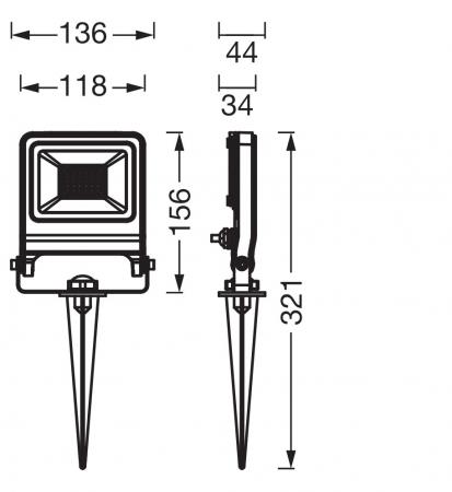 OSRAM ENDURA Garden Flood Erdspießstrahler 20W 3000K IP65 Dunkelgrau