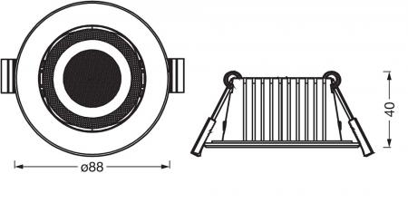 3er Set OSRAM LED Spot Recess DIM IP44 Adjustable 4,9W 2700K 36° Weiß Einbaustrahler dimmbar- Einbaudurchmesser 68mm, Einbautiefe 80mm
