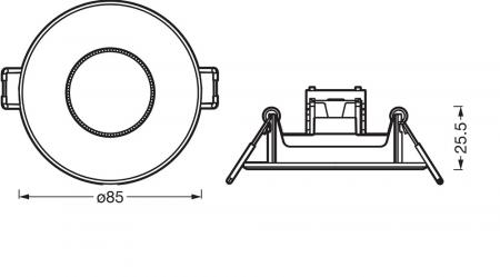 3er Set OSRAM LED Spot Recess DIM IP65 4,9W 2700K 36° Weiß Einbaustrahler dimmbar - Einbaudurchmesser 68mm, Einbautiefe 40mm