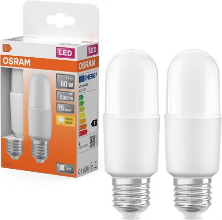 2er OSRAM E27 LED Star Classic Stick 8,5W 2700K 806lm matt  wamrweiß