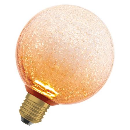 OSRAM DECOR LED Flat Lamp 3,5W 827 E27 Cracked Glass Round Orange nicht dimmbar