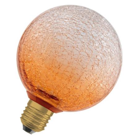 OSRAM DECOR LED Flat Lamp 3,5W 827 E27 Cracked Glass Round Orange nicht dimmbar