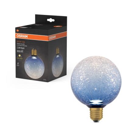 OSRAM DECOR LED Flat Lamp 3,5W 827 E27 Cracked Glass Round Blue nicht dimmbar