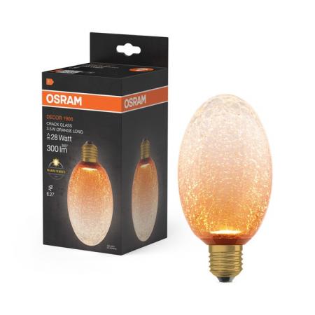 OSRAM DECOR LED Flat Lamp 3,5W 827 E27 Cracked Glass Long Orange nicht dimmbar
