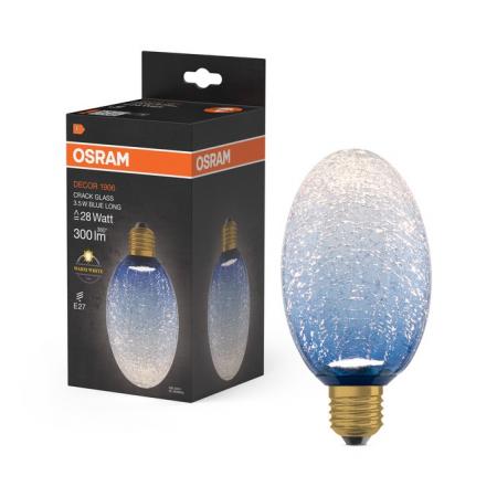 OSRAM DECOR LED Flat Lamp 3,5W 827 E27 Cracked Glass Long Blue nicht dimmbar