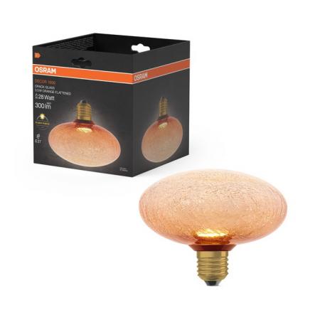 OSRAM DECOR LED Flat Lamp 3,5W 827 E27 Cracked Glass Flattened Orange nicht dimmbar