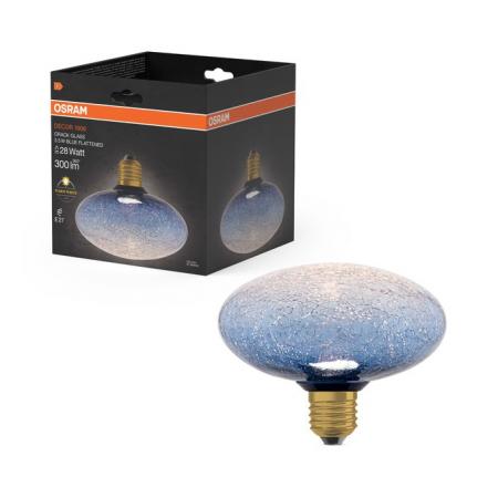 OSRAM DECOR LED Flat Lamp 3,5W 827 E27 Cracked Glass Flattened Blue nicht dimmbar