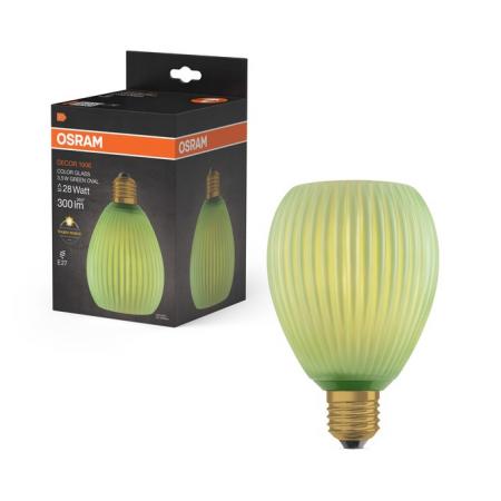 OSRAM E27 LED Dekor Flat Lamp 3,5W 827 nicht dimmbar Glas Oval grün 300 lm