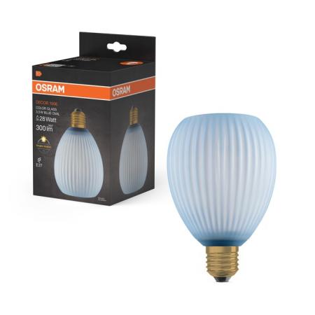 OSRAM E27 LED Dekor Flat Lamp 3,5W 827 nicht dimmbar Glas Oval blau 300 lm