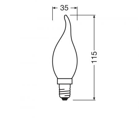 OSRAM E14 LED Classic BA35 Flame 1W 1800K 35lm matt – Flammeneffekt Lampe