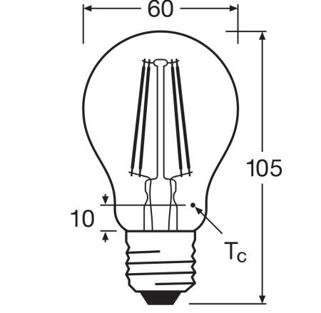 OSRAM LED Classic A 75 Filament DIM Energy Efficiency Class A 5W 840 E27 Klar 4000K 1055 lm 300° Kaltweiß