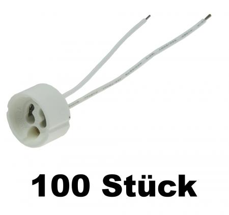 100 Stück ChiliTec GU10 Lampenfassung, 230V / 100Watt Keramik Fassung mit 11cm Kabel