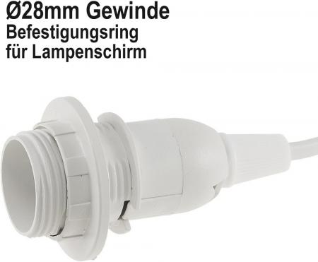 ChiliTec Netzkabel mit Schalter und E14 Fassung 1,4m + 2m lang, weiß