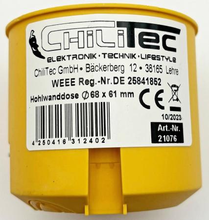 ChiliTec UP Hohlwanddose Ø 68 x 61mm inkl. Geräteschrauben, orange