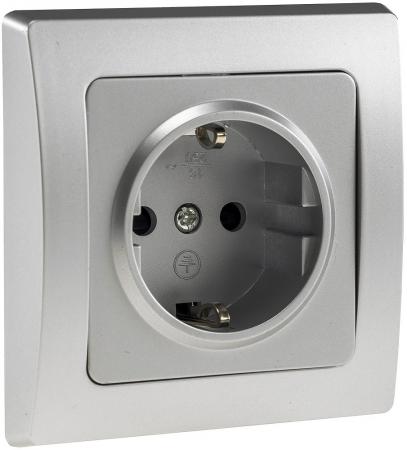 ChiliTec DELPHI 21106 Schutzkontakt-Steckdose 250 V 16 A, Silber, 1-fach, mit Rahmen, Unterputz