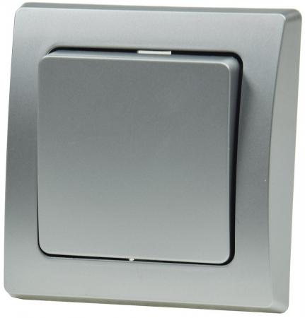 ChiliTec DELPHI 21107 Wechselschalter, 250 V/10 A, Silber, Unterputz, inkl. Rahmen