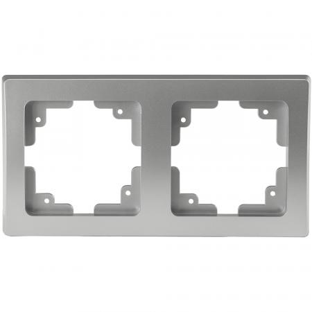 ChiliTec DELPHI 21114 2-fach Abdeckrahmen Silber, 150 × 80 × 14 mm, für Unterputz-Komponenten