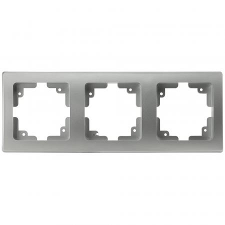 ChiliTec DELPHI 21115 3-fach Abdeckrahmen Silber, 224 × 80 × 14 mm, Hochglanz