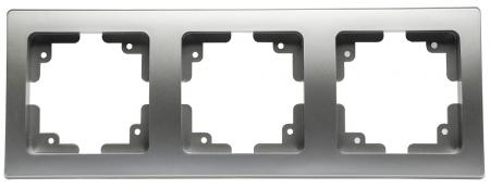 ChiliTec DELPHI 21115 3-fach Abdeckrahmen Silber, 224 × 80 × 14 mm, Hochglanz