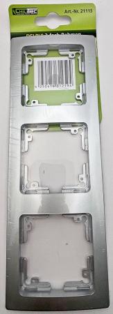 ChiliTec DELPHI 21115 3-fach Abdeckrahmen Silber, 224 × 80 × 14 mm, Hochglanz