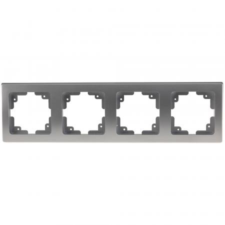 ChiliTec DELPHI 21116 4-fach Abdeckrahmen Silber, 294 × 80 × 14 mm, Hochglanz