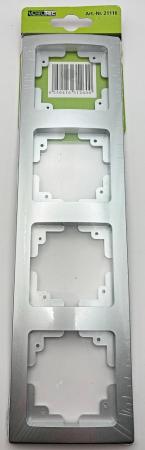 ChiliTec DELPHI 21116 4-fach Abdeckrahmen Silber, 294 × 80 × 14 mm, Hochglanz