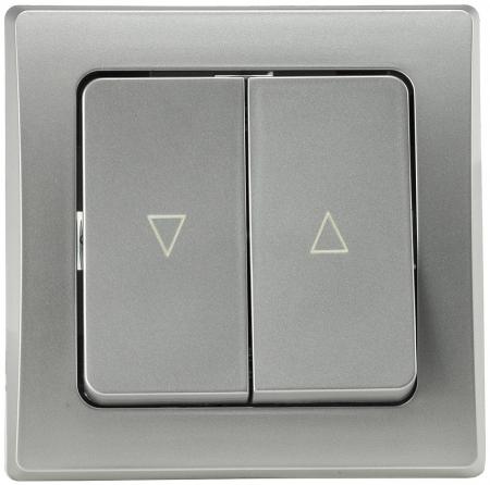 ChiliTec DELPHI 21117 Jalousien-Taster Hoch/Runter, Silber, Unterputz, inkl. Rahmen