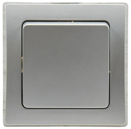 ChiliTec DELPHI 21118 Taster, 0–250 V/10 A, Silber, Unterputz, inkl. Rahmen