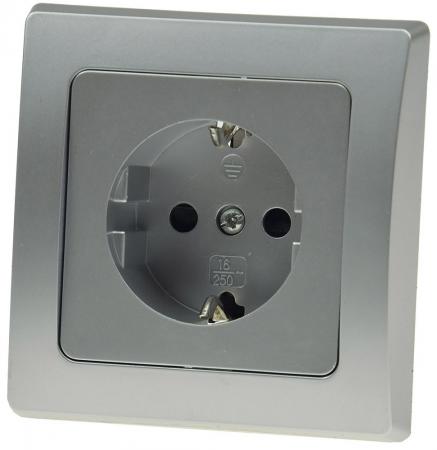 ChiliTec DELPHI 21133 Schutzkontakt-Steckdose 1-fach, 250 V, 16 A, Klemmanschluss, Silber, Unterputz