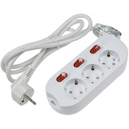 ChiliTec Steckdosenleiste mit Einzelschaltung 3-fach, weiß, 1,5m Kabel