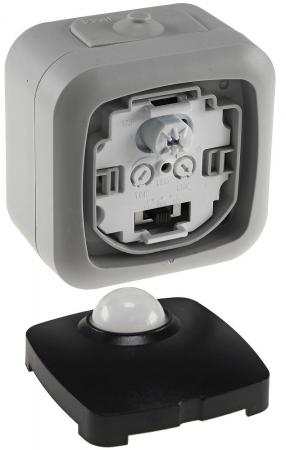 ChiliTec Feuchtraum PIR Bewegungsmelder, IP54 250V~, 2-500W, inkl. AP-Rahmen, grau