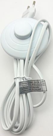 ChiliTec Netzkabel mit Fußschalter blanke Enden, 2m lang, weiß