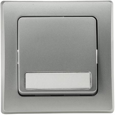 ChiliTec DELPHI 22550 Taster mit Namensschild, 0–250 V/10 A, Silber, Unterputz, inkl. Rahmen