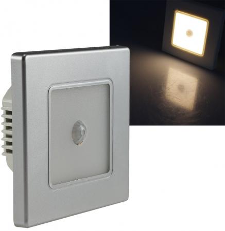 ChiliTec LED Wand-Einbauleuchte "EBL 86 PIR" 2W, 3000k, warmweiß, Rahmen silber mit Bewegungsmelder