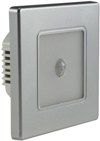 ChiliTec LED Wand-Einbauleuchte "EBL 86 PIR" 2W, 3000k, warmweiß, Rahmen silber mit Bewegungsmelder