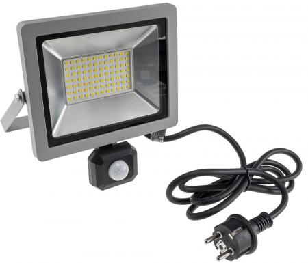 ChiliTec LED-Fluter SlimLine "CTF-SLT50 PIR" 50W, IP44, 5220lm, 4000K, Bewegungsmelder
