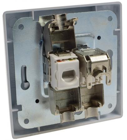 ChiliTec MILOS 22782 Netzwerk-Dose 2x CAT6, Mattweiß, Unterputz, inkl. Rahmen, bis 300 MHz
