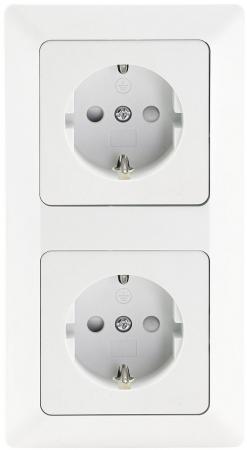 ChiliTec MILOS Set 2 Steckdosen + 2-fach Rahmen 250V~/ 16A, Steckanschluss, Matt-weiß