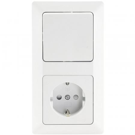 ChiliTec MILOS Set Steckdose + Schalter + Rahmen 250V~/ 16A, Steckanschluss, Matt-weiß