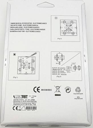 ChiliTec  Mechanischer Zweiklang-Gong "RMG 2" Doppelklang, 8V AC, 75dB, 116x116x48mm