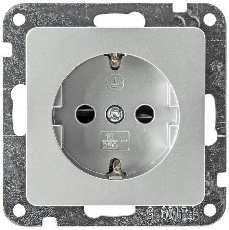 ChiliTec DELPHI 23034 Schutzkontakt-Steckdose 1-fach, 250 V, 16 A, Steckanschluss, Silber, Unterputz, ohne Rahmen