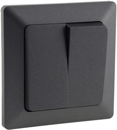 ChiliTec MILOS Serien-Schalter 2-fach Anthrazit 250 V 10 A inkl. Rahmen – 23038