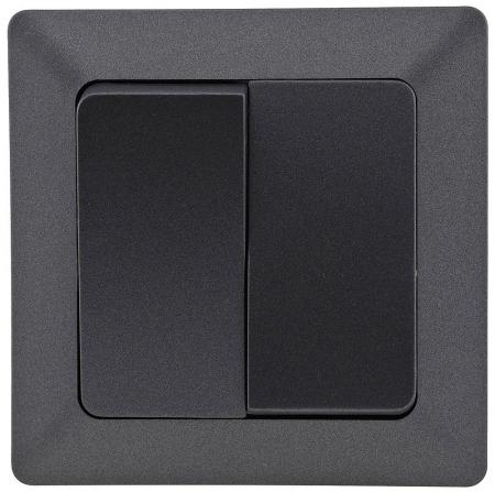 ChiliTec MILOS Serien-Schalter 2-fach Anthrazit 250 V 10 A inkl. Rahmen – 23038