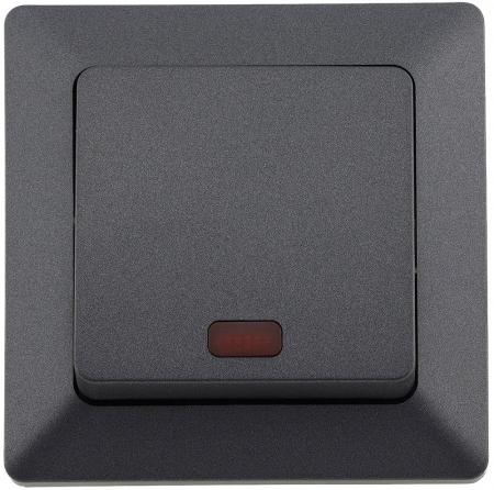 ChiliTec MILOS Kontrollschalter mit Lämpchen Anthrazit 250 V 10 A inkl. Rahmen – 23039